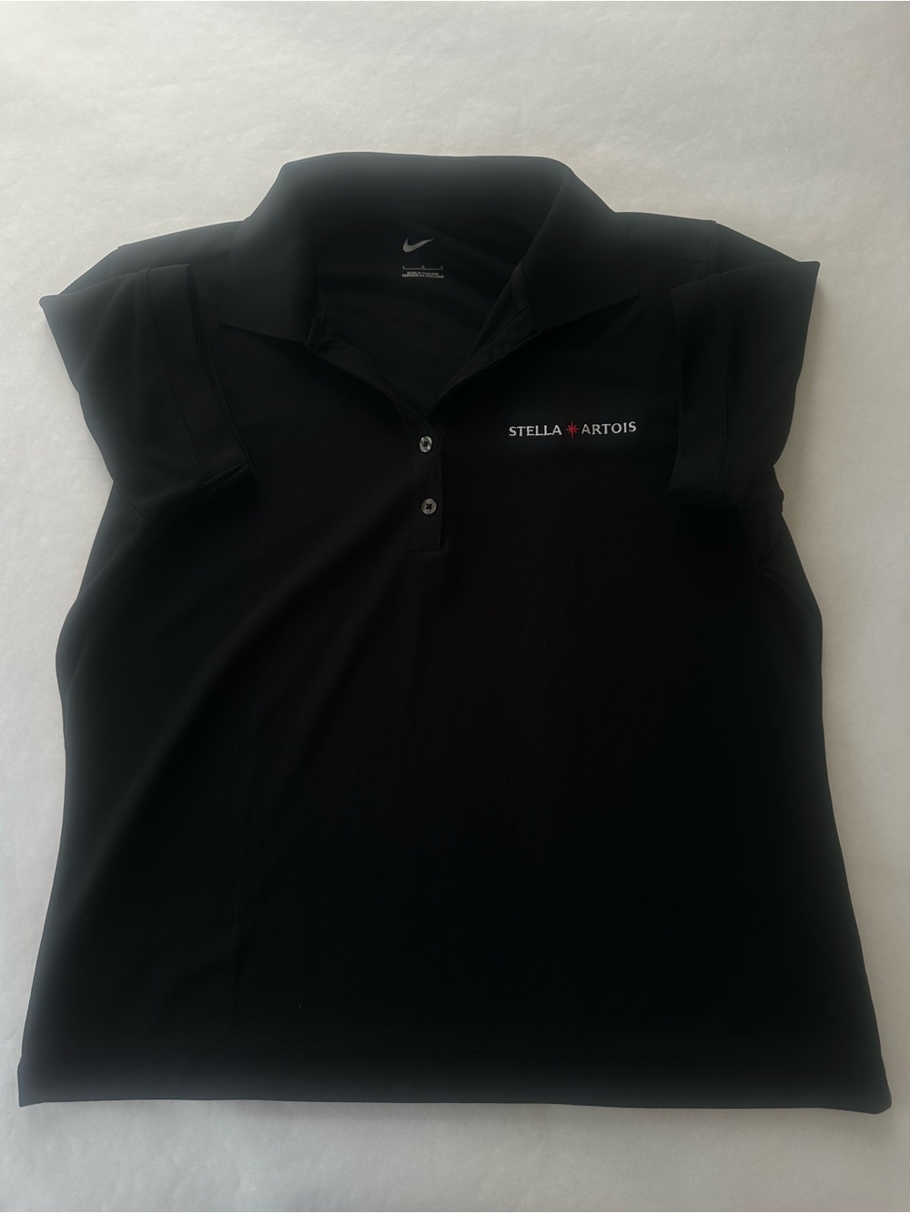 Nike Dri-FIT Black Polo Shirt Stella Artois Logo Size L Lightweight